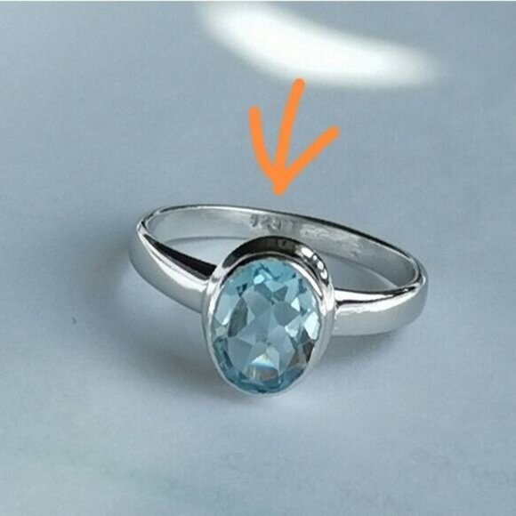 NEW Sky Blue Topaz Ring in Sterling Silver sz 8 - Picture 2 of 5